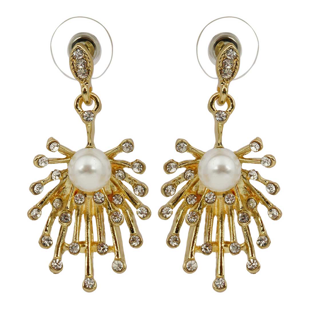 Pearl Crystal Cluster Earrings