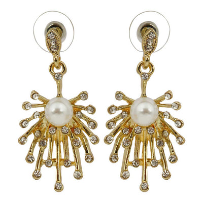 Pearl Crystal Cluster Earrings