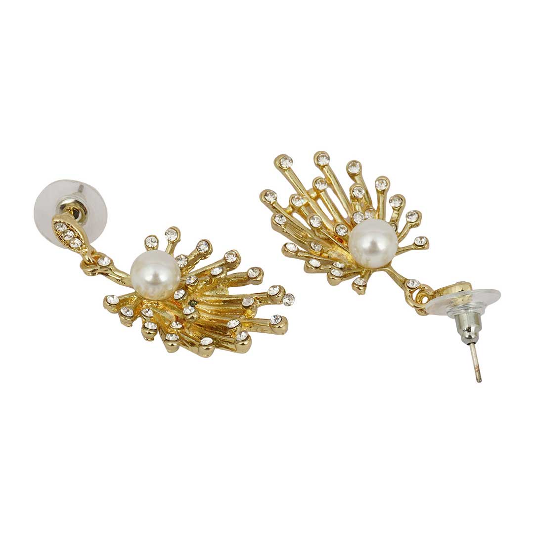 Pearl Crystal Cluster Earrings