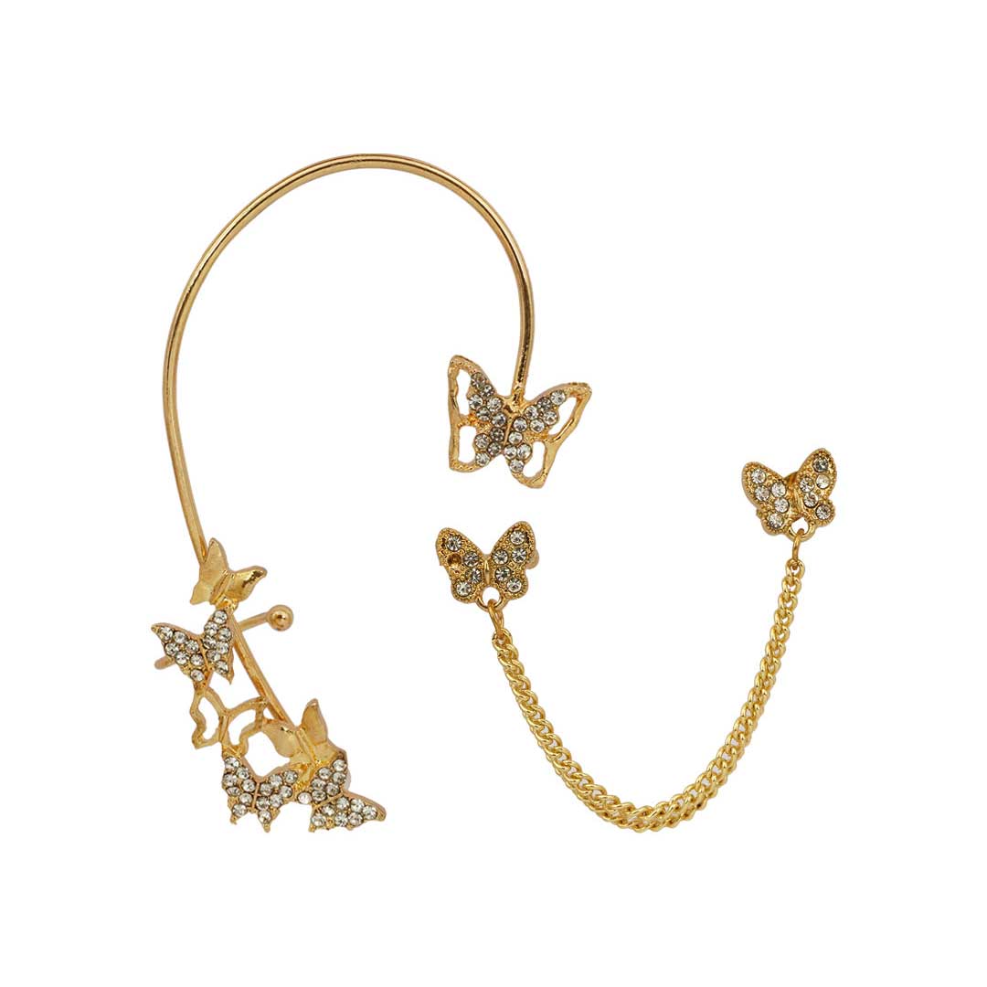 Butterfly Gold Chain Ear Cuff Set of 2