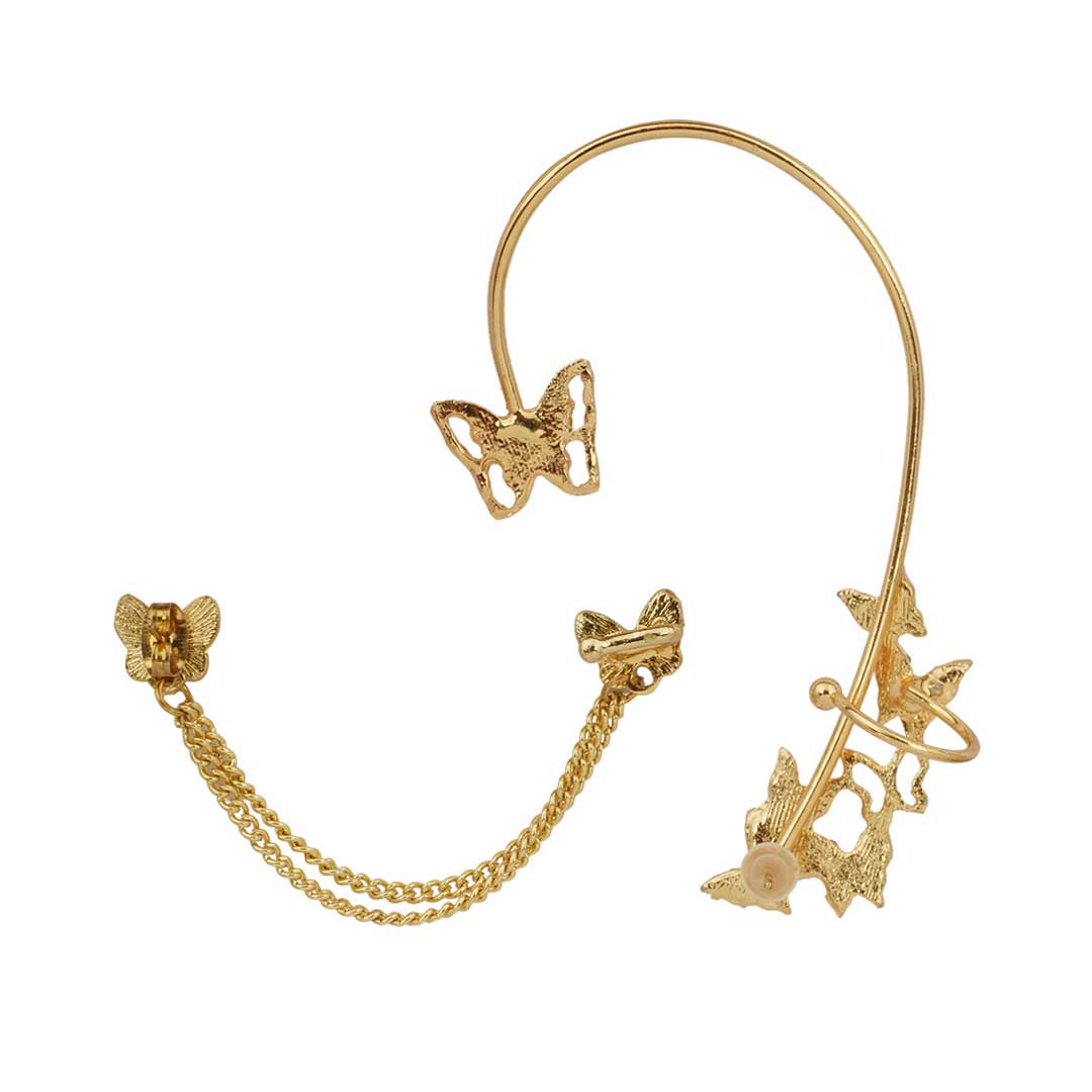 Butterfly Gold Chain Ear Cuff Set of 2
