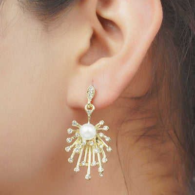 Pearl Crystal Cluster Earrings