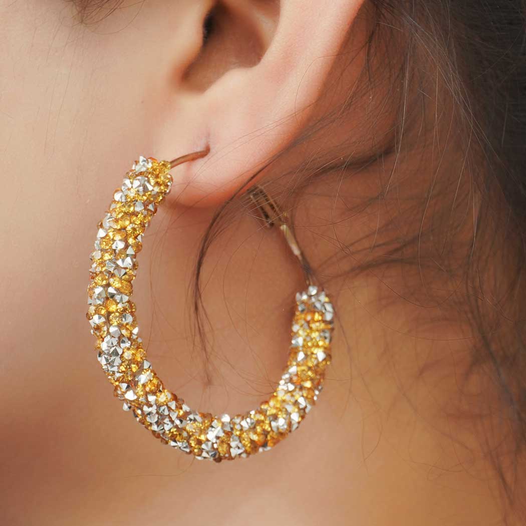 Gold Glitter Hoop Earrings