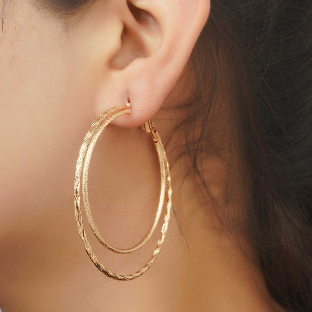 Gold Twisted Layered Hoops