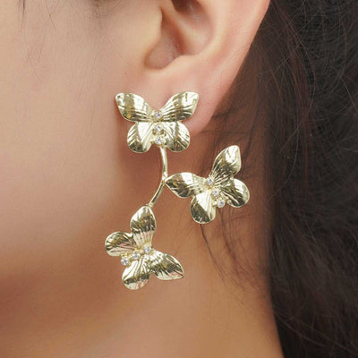 Gold Butterfly Dangler Earrings