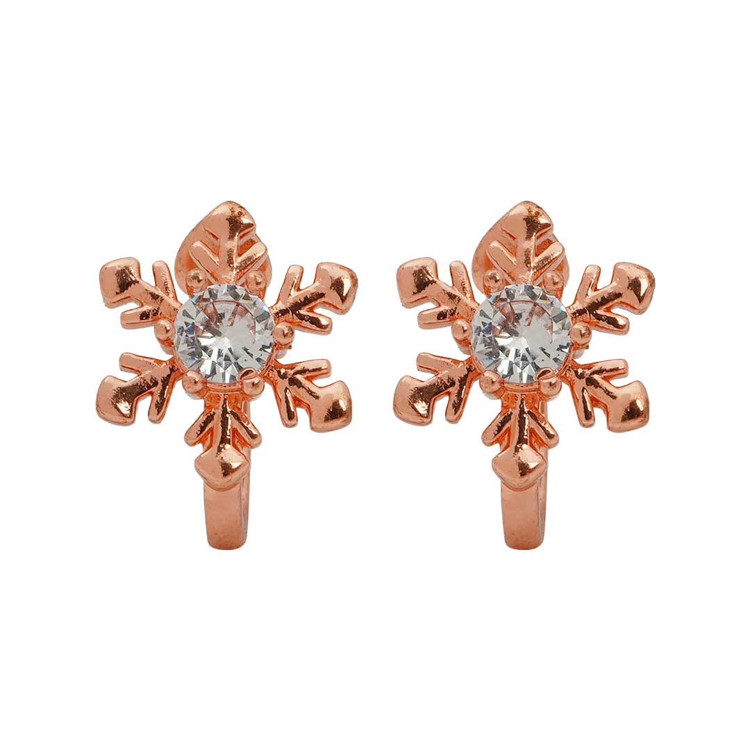Snowflake Rose Gold Ear Clips