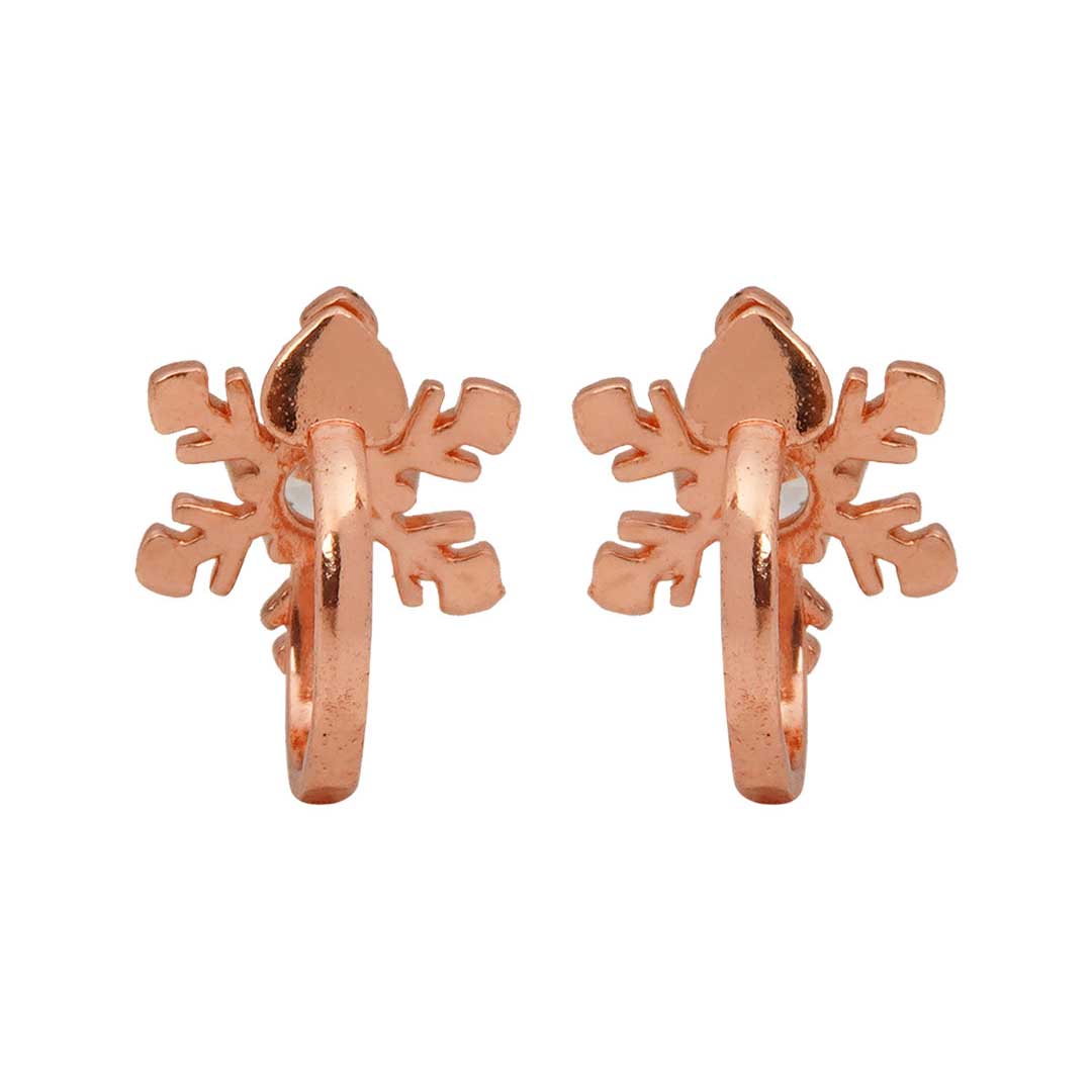 Snowflake Rose Gold Ear Clips