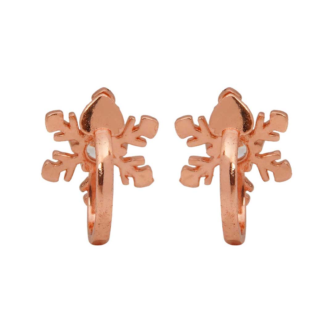 Snowflake Rose Gold Ear Clips