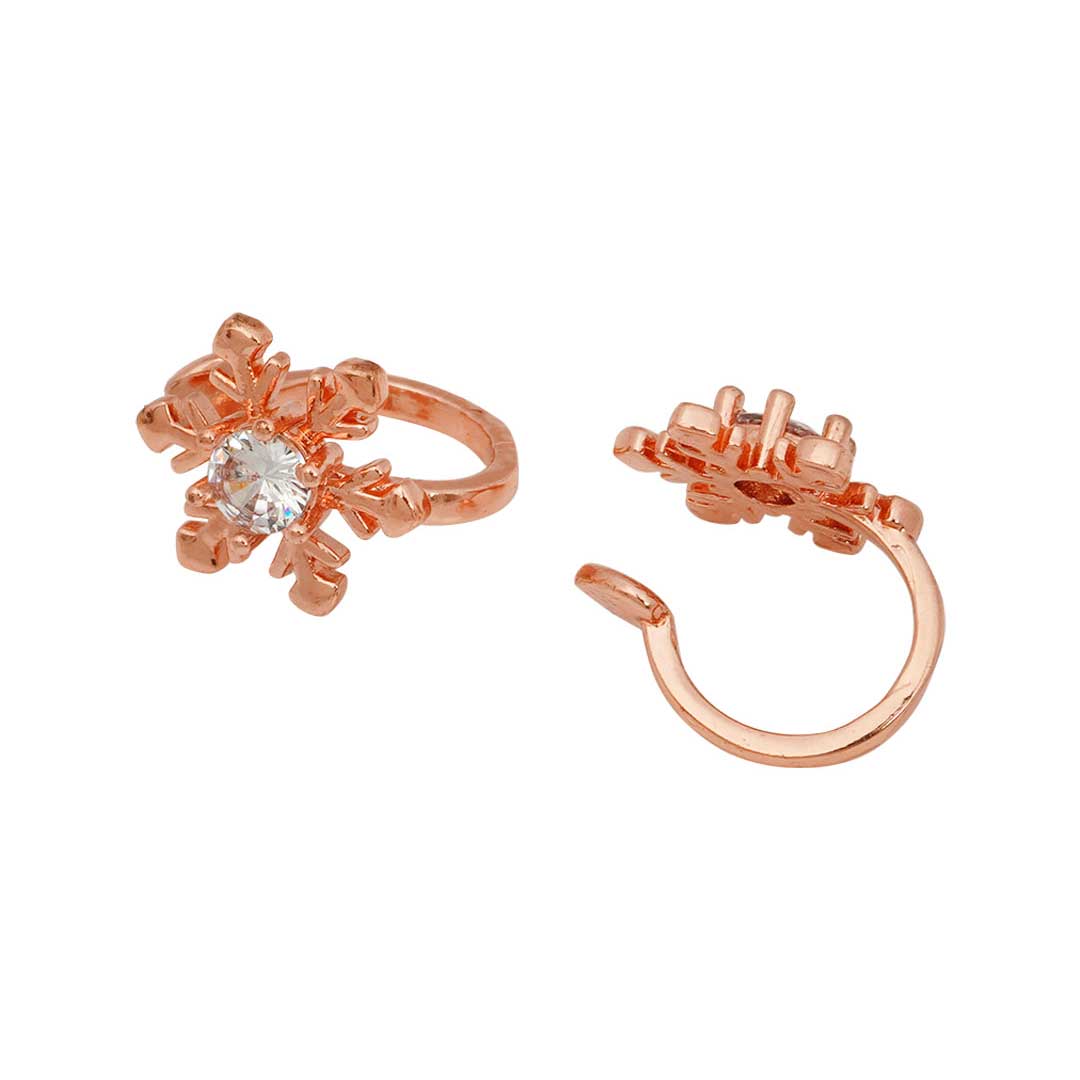 Snowflake Rose Gold Ear Clips