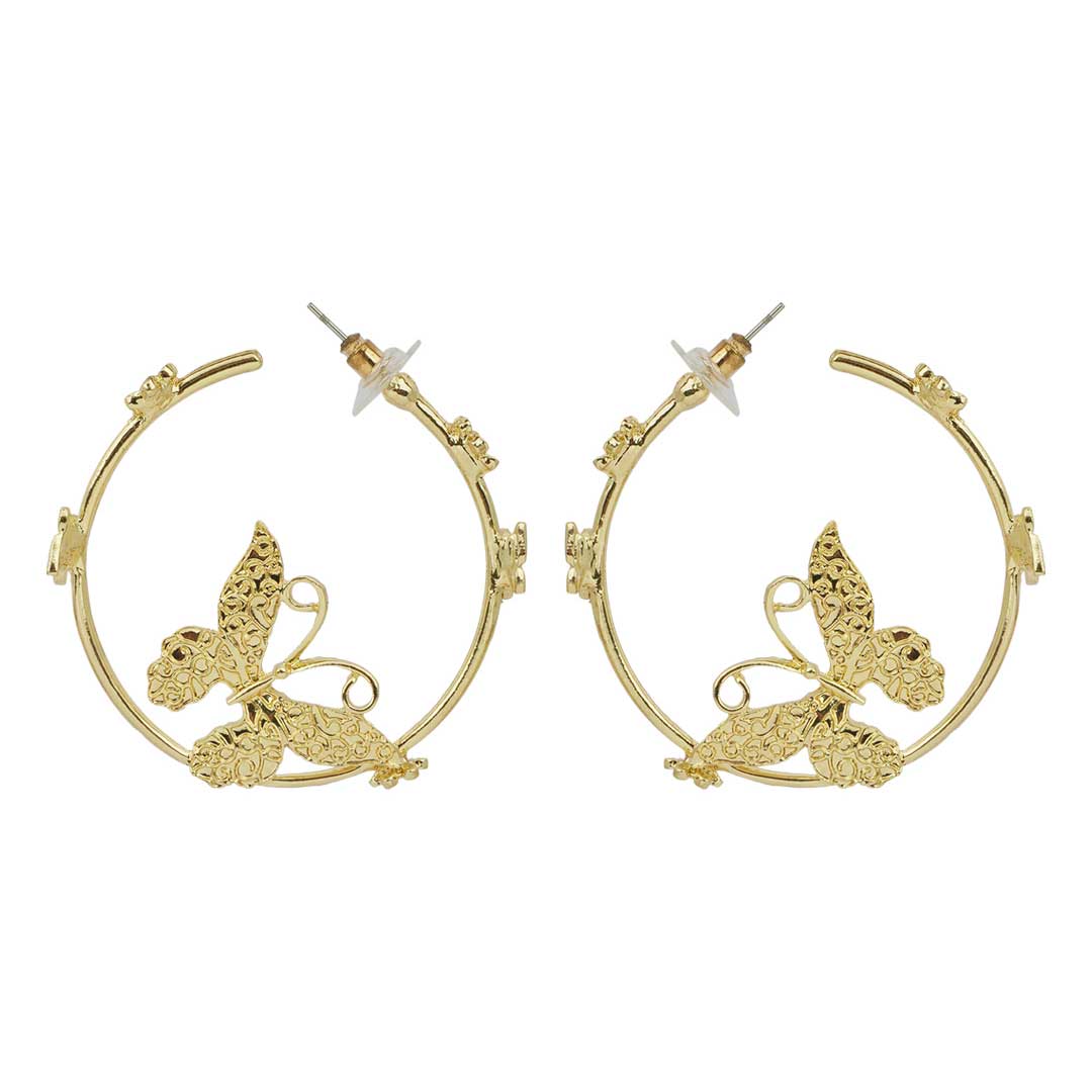 Textured Butterfly Gold Hoops