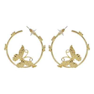 Textured Butterfly Gold Hoops