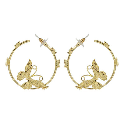 Textured Butterfly Gold Hoops