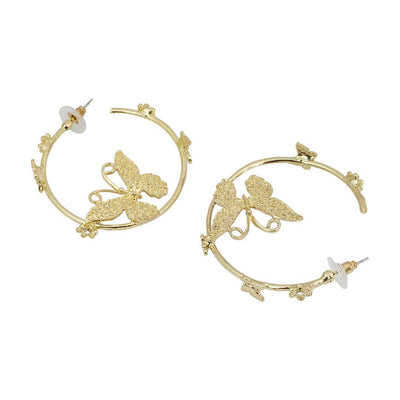 Textured Butterfly Gold Hoops