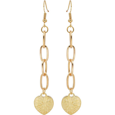 Gold Chain Fur Heart Dangling Earrings