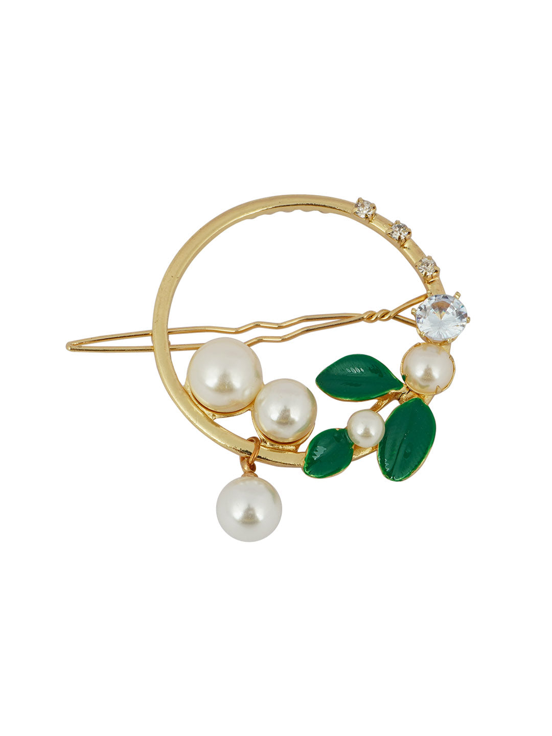 GREEN CRYSTAL ROUND HAIRPIN