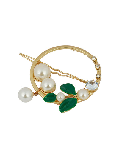 GREEN CRYSTAL ROUND HAIRPIN
