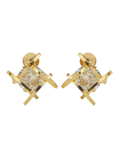 Diamond Center Gold Lined Studs