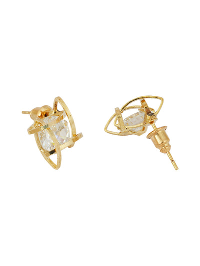 Diamond Center Gold Lined Studs