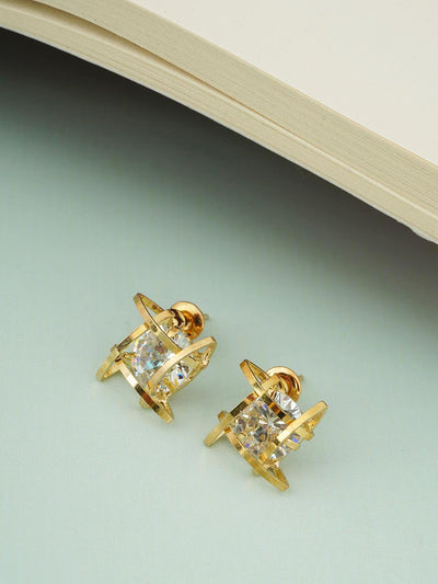 Diamond Center Gold Lined Studs