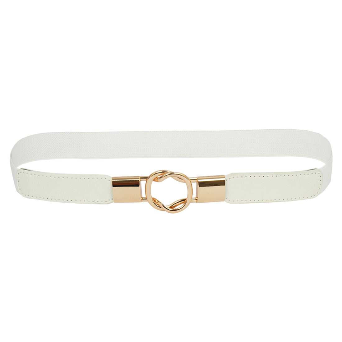 Gold Circle Buckle White Belt