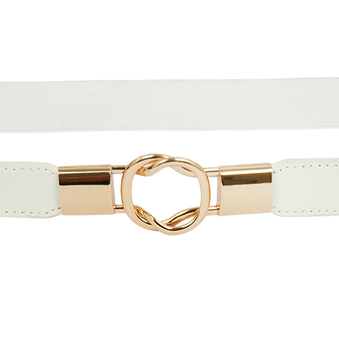 Gold Circle Buckle White Belt