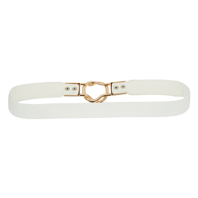 Gold Circle Buckle White Belt