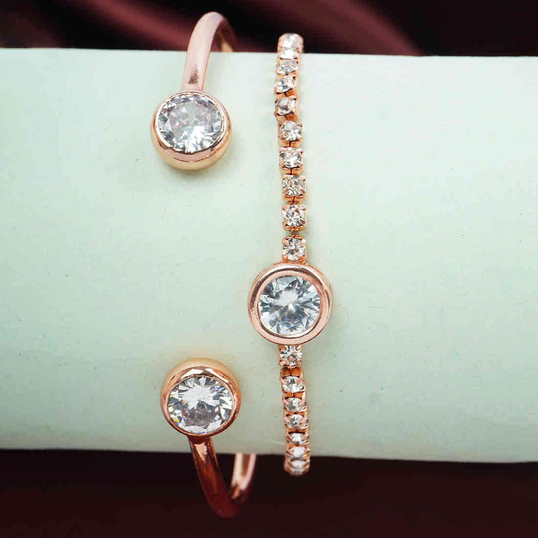 Rose Gold Crystal Cuff Set of 2