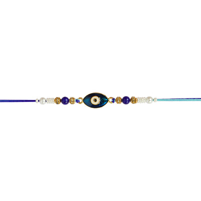 Blue Crystal Beaded Evil Eye Rakhi