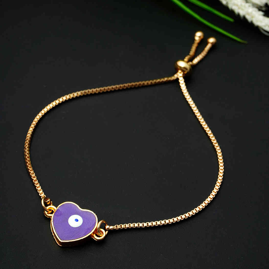 Violet Heart Evil Eye Bracelet