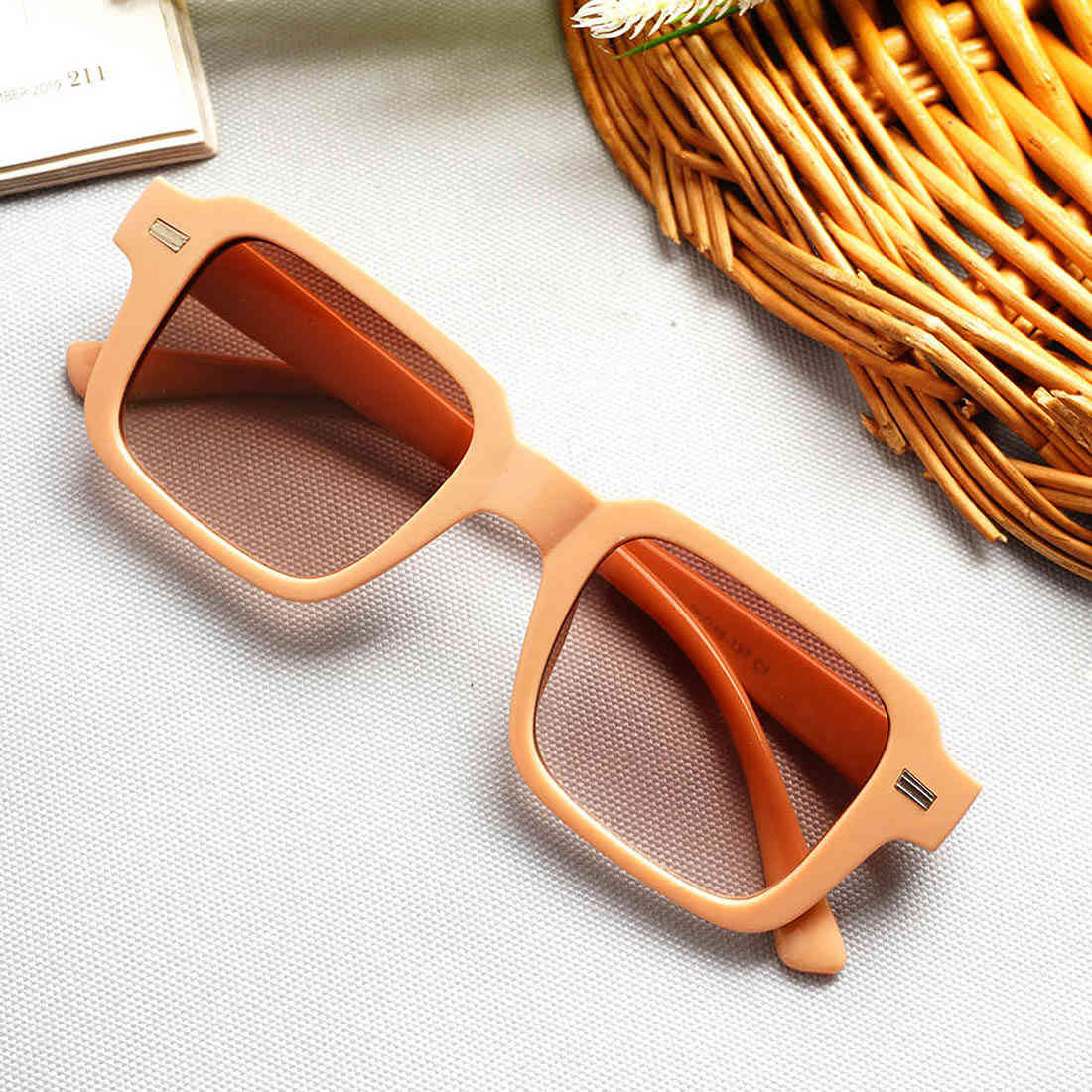 Beige Square Sunglasses