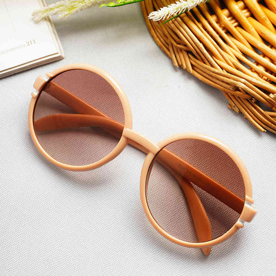 Beige Round Sunglasses