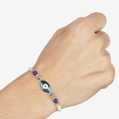 Blue Crystal Beaded Evil Eye Rakhi