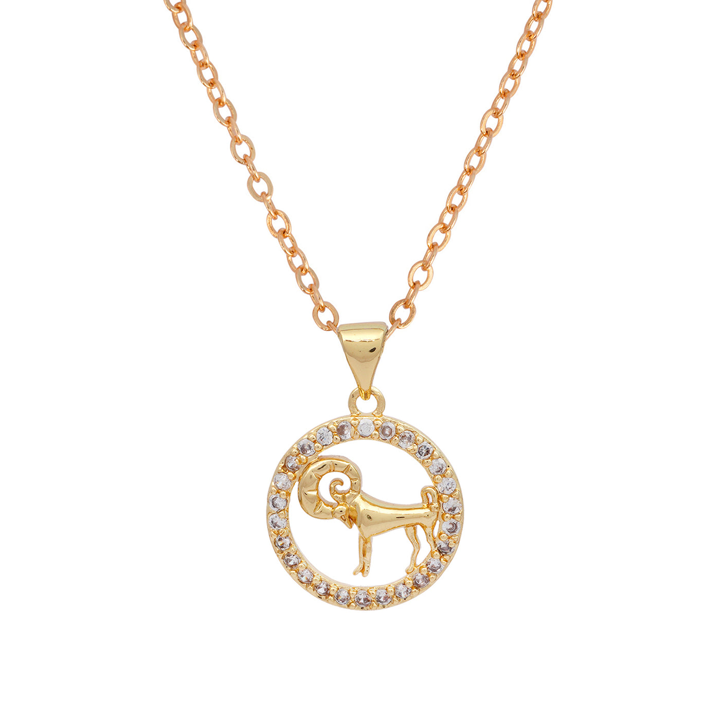 Rhinestone Studded Capricorn Zodiac Necklace