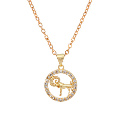 Rhinestone Studded Capricorn Zodiac Necklace