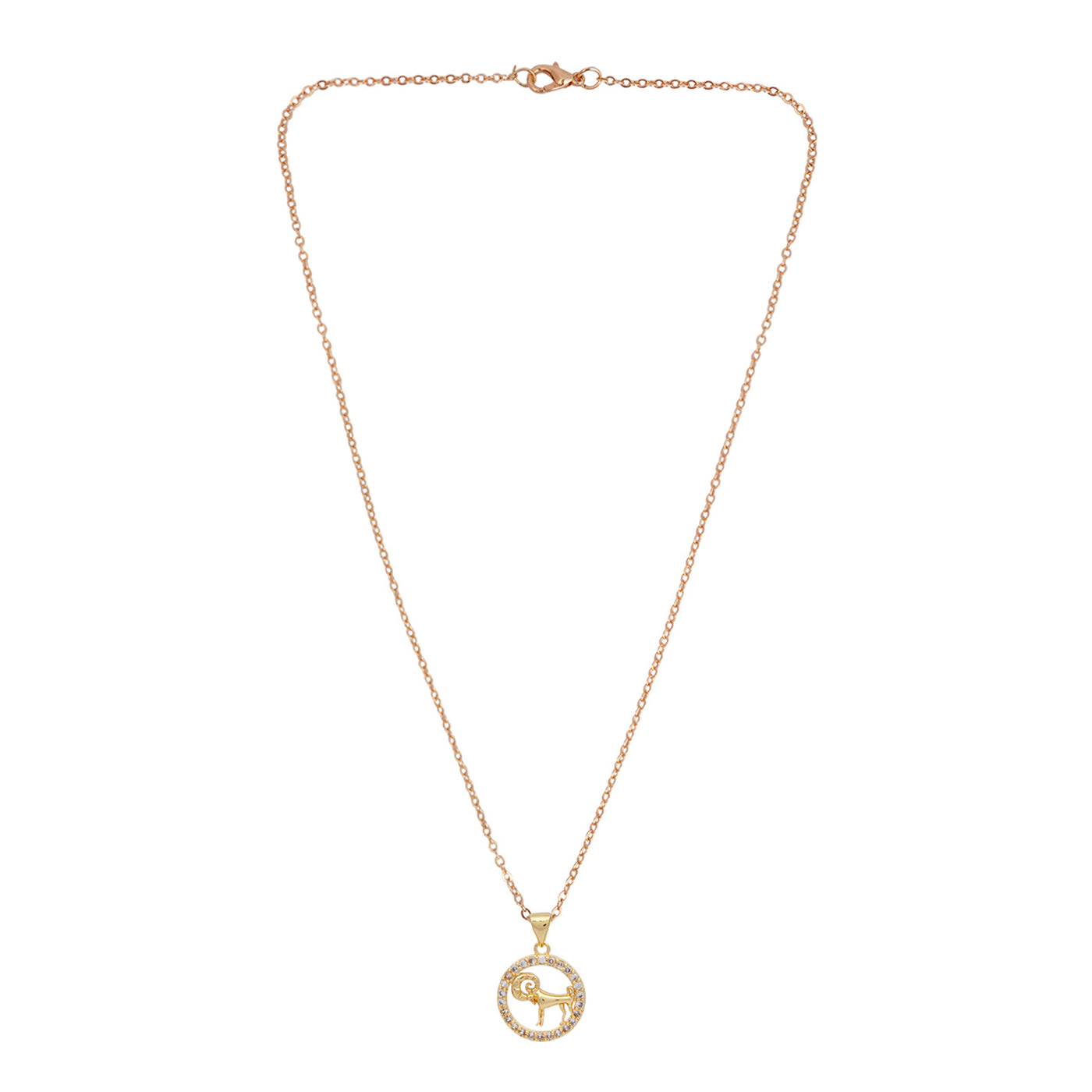 Rhinestone Studded Capricorn Zodiac Necklace