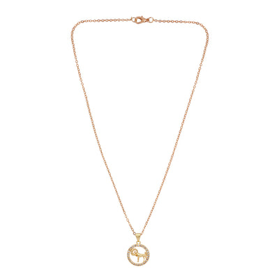 Rhinestone Studded Capricorn Zodiac Necklace