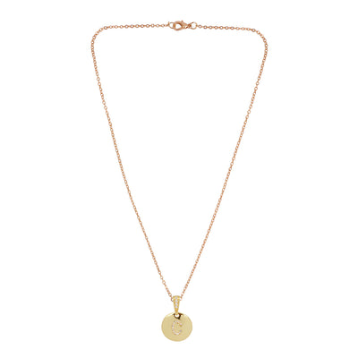 Crystal Studded Alphabet C Gold Coin Necklace