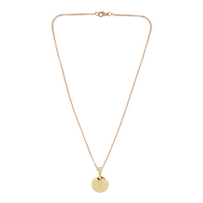 Crystal Studded Alphabet I Gold Coin Necklace