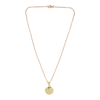 Crystal Studded Alphabet D Gold Coin Necklace