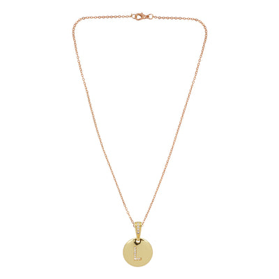 Crystal Studded Alphabet L Gold Coin Necklace