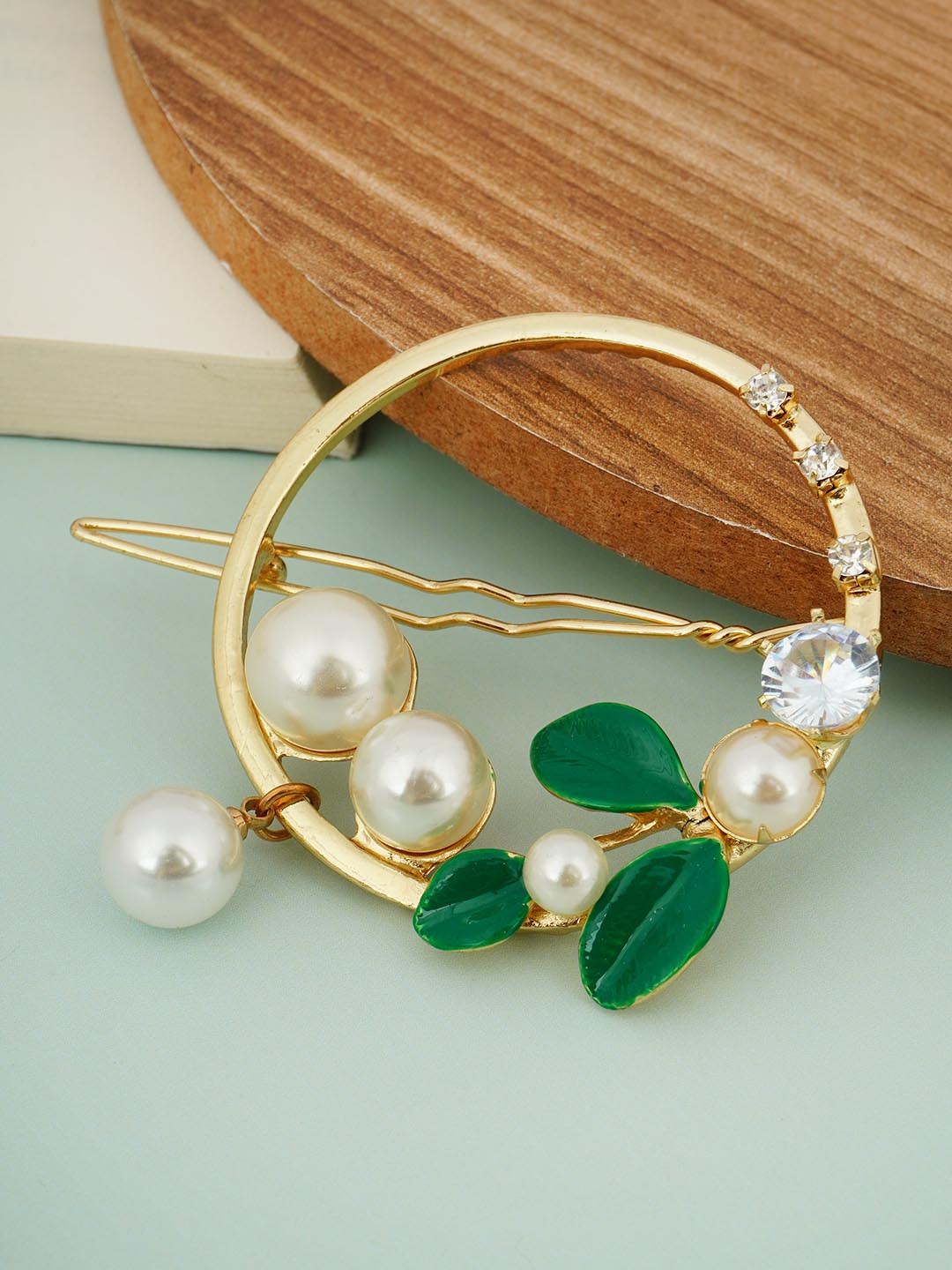 GREEN CRYSTAL ROUND HAIRPIN