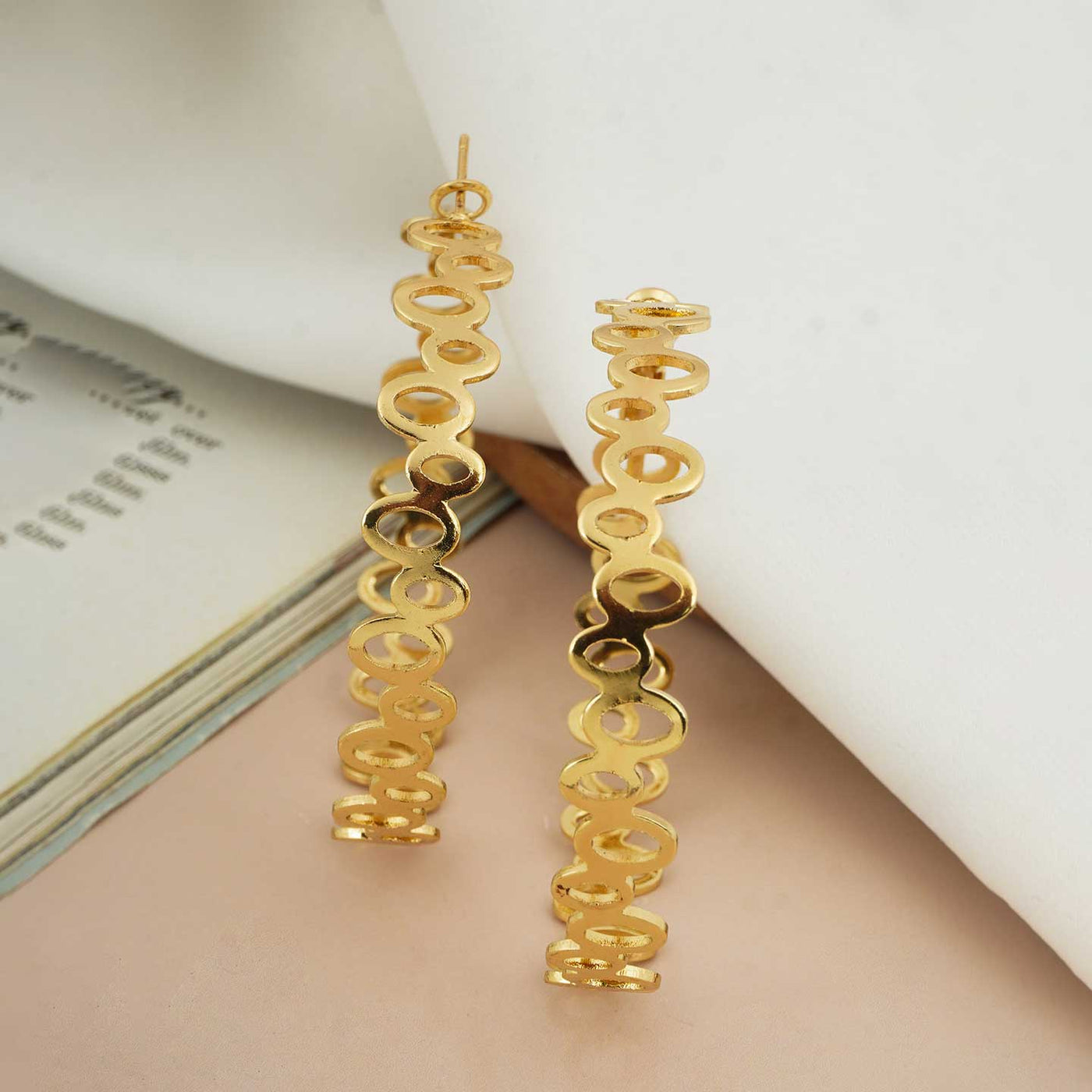 Gold-Toned Oval Motif Hoops