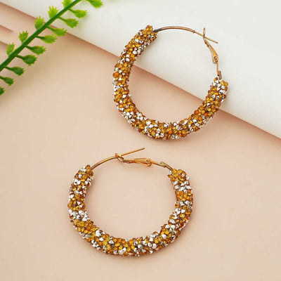 Gold Glitter Hoop Earrings