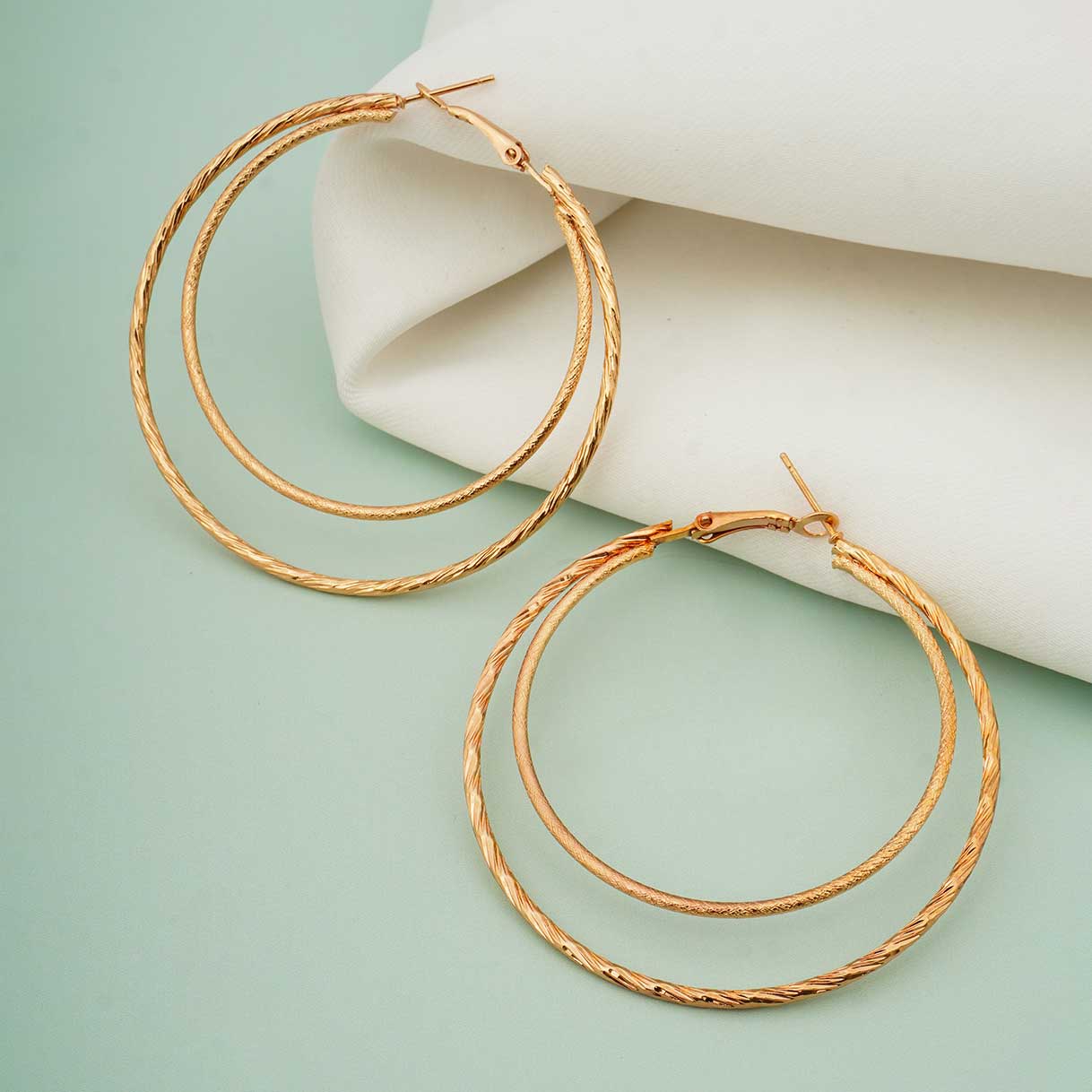 Gold Twisted Layered Hoops