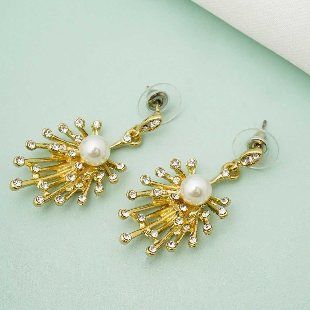 Pearl Crystal Cluster Earrings