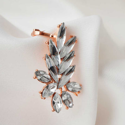 Rose Gold Crystal Leaf Ear Cuff