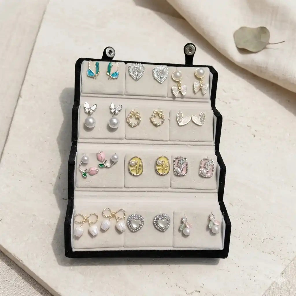 Earring Box Set Set of 12 Earrings with Personalised Jewellery Box – Ferosh