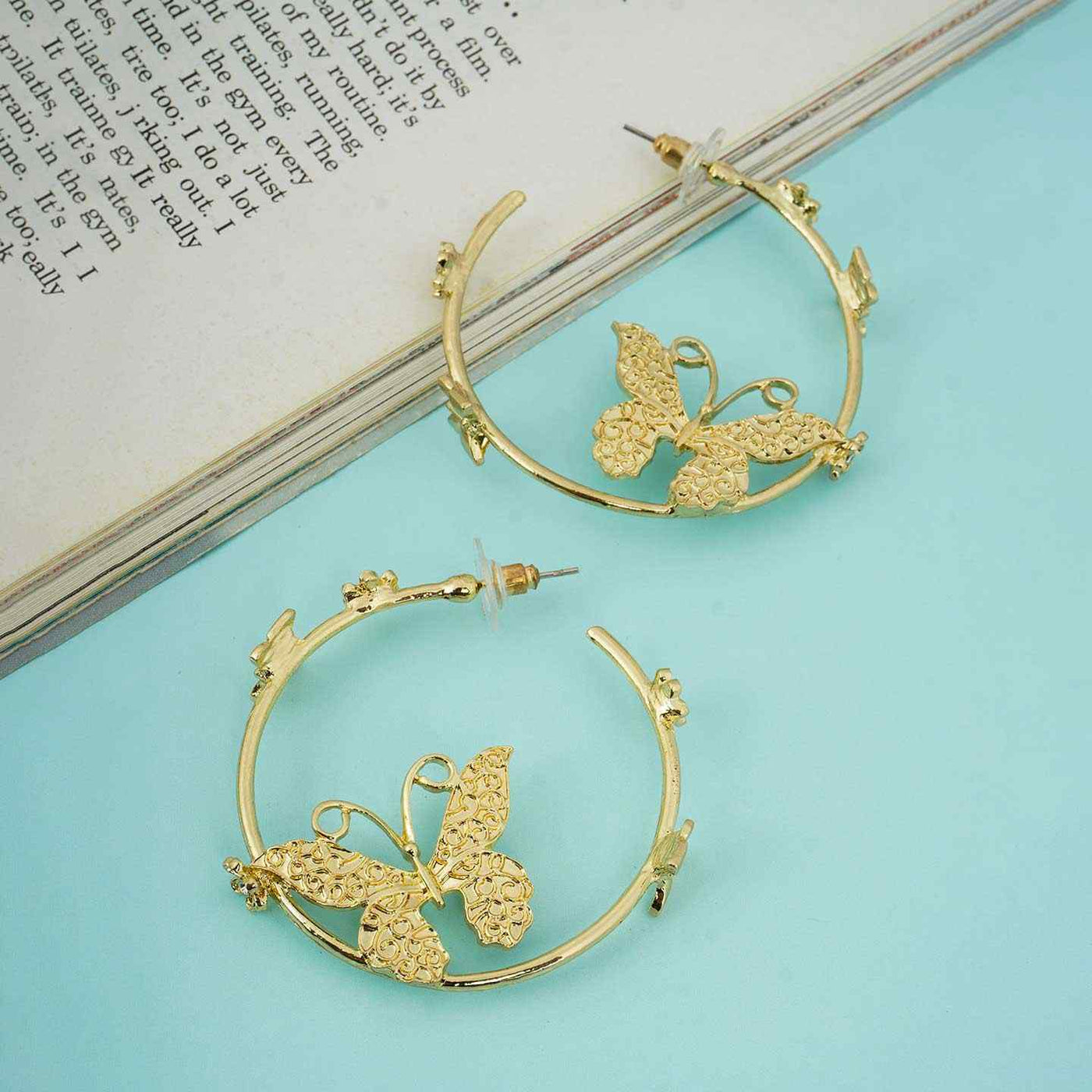 Textured Butterfly Gold Hoops