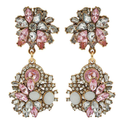 Pink Crystal Dangling Statement Earrings