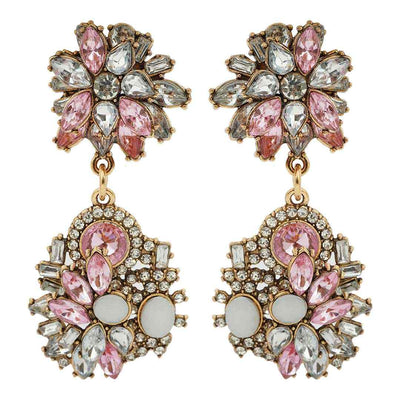 Pink Crystal Dangling Statement Earrings